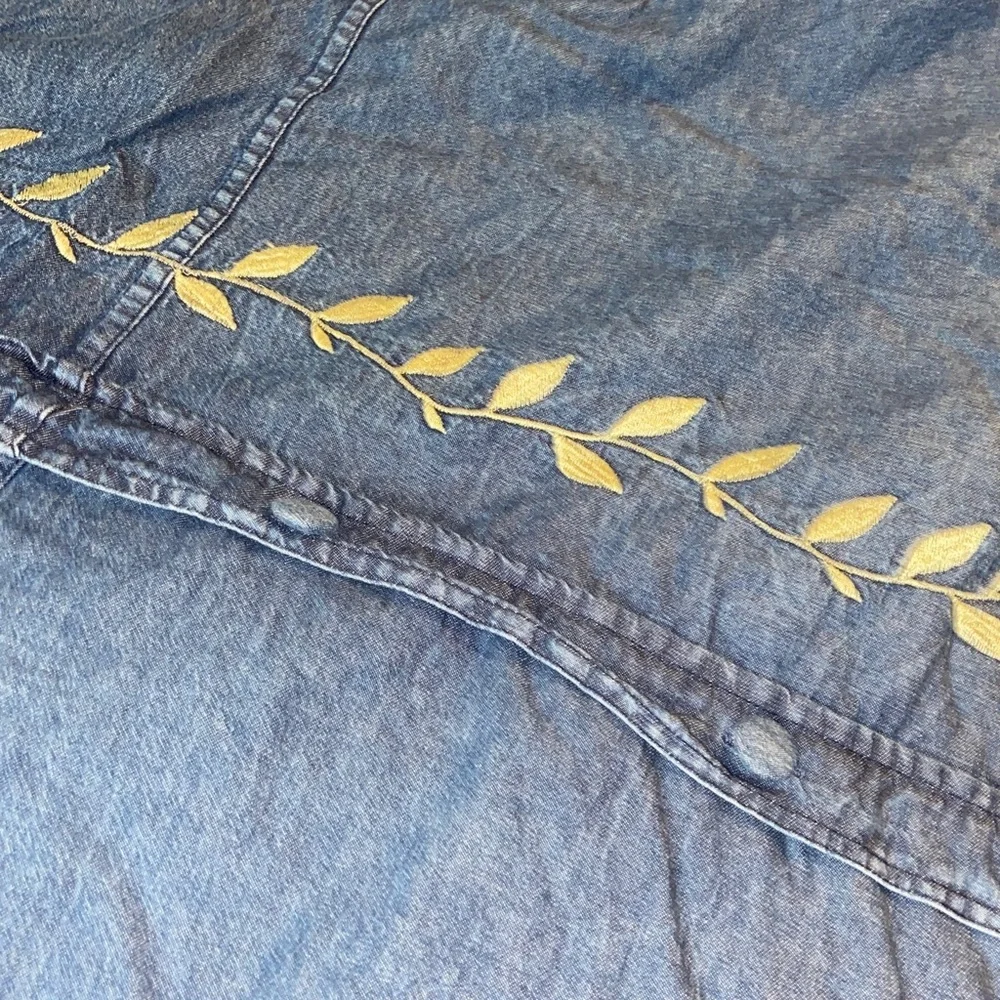 Vintage Smith & Johnson dry goods denim with ivy vine embroidered duvet cover